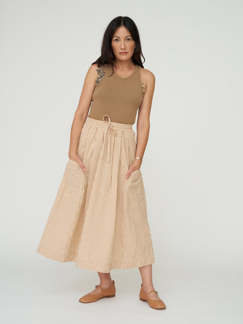 TOAST Stripe Cotton Seersucker Patch Pocket Skirt