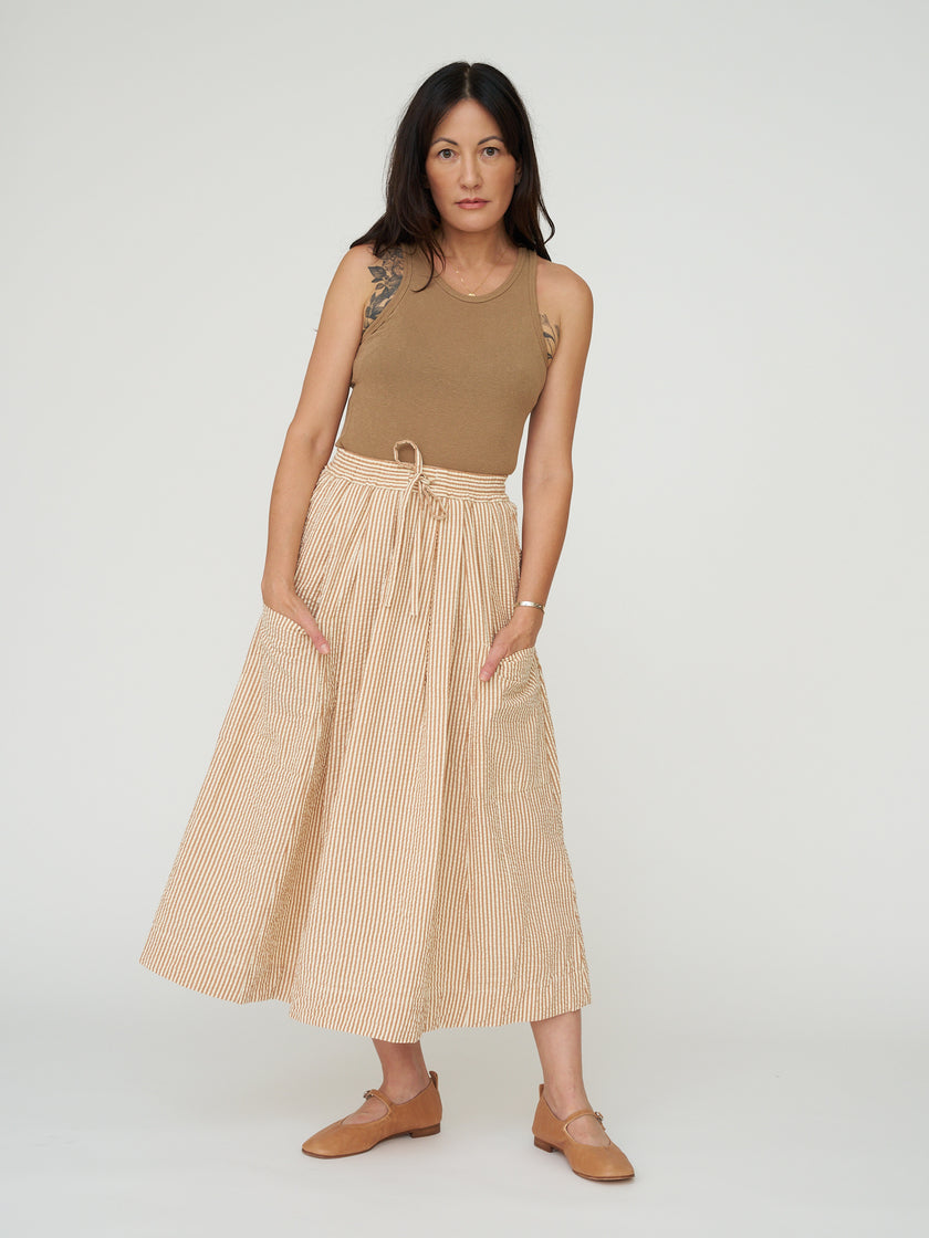 TOAST Stripe Cotton Seersucker Patch Pocket Skirt