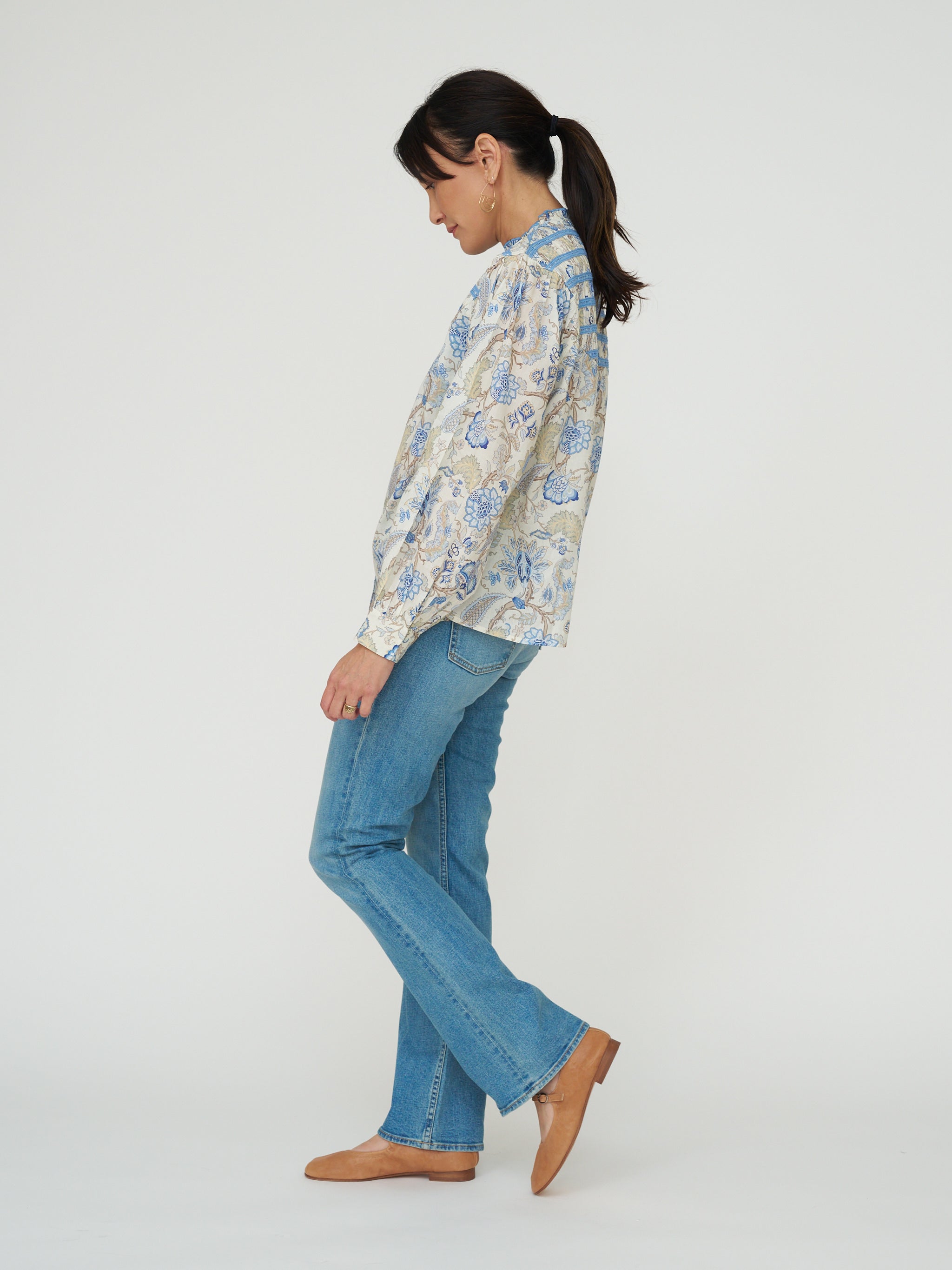 Sonmer Smocked Andrea Top in Blues