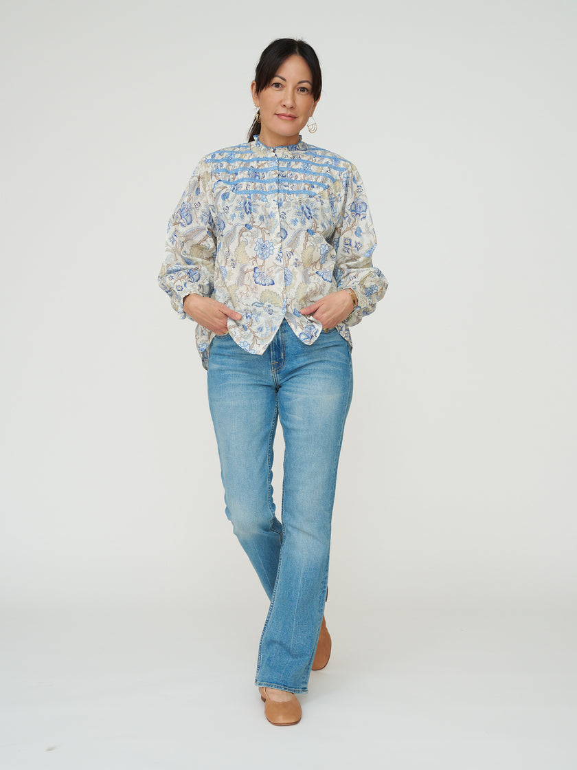 Sonmer Smocked Andrea Top in Blues