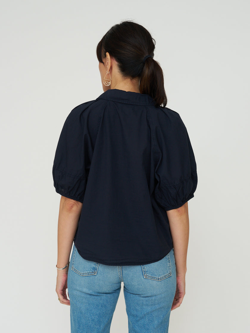 Autumn Cotton Poplin Button Down - Navy