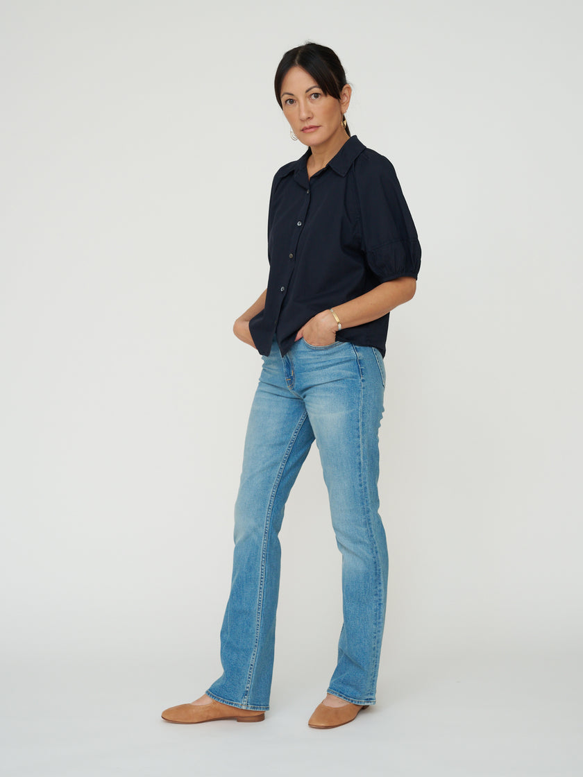 Autumn Cotton Poplin Button Down - Navy