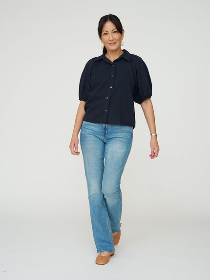Velvet by G&S Autumn Cotton Poplin Button Down - Navy