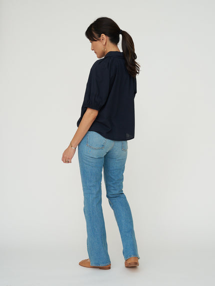 Velvet by G&S Autumn Cotton Poplin Button Down - Navy
