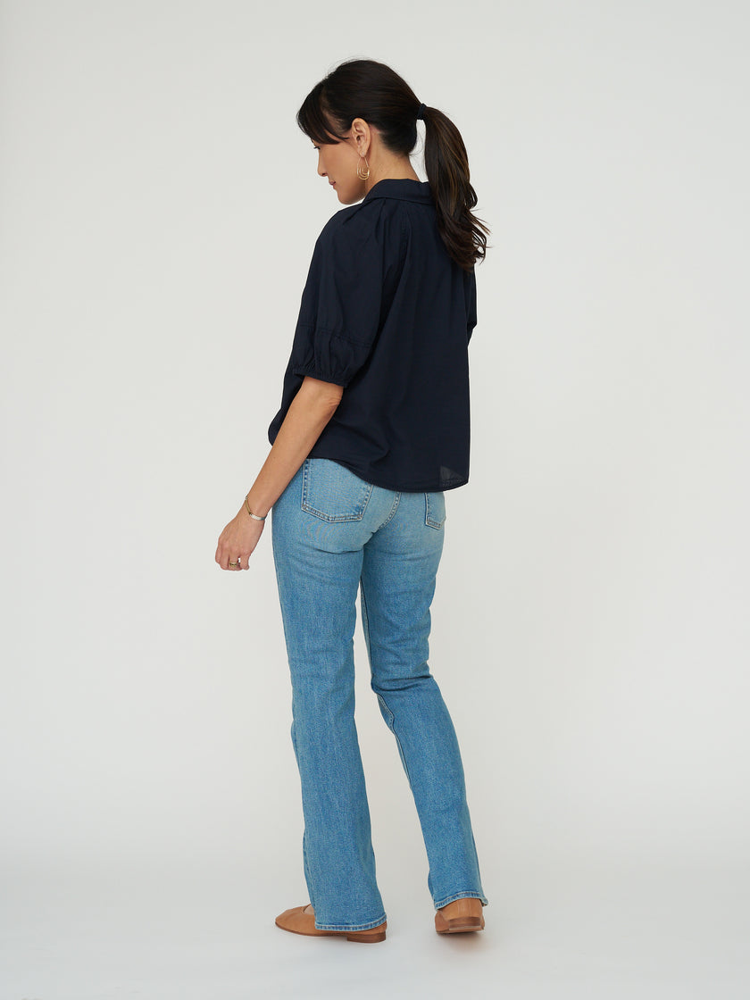 Autumn Cotton Poplin Button Down - Navy