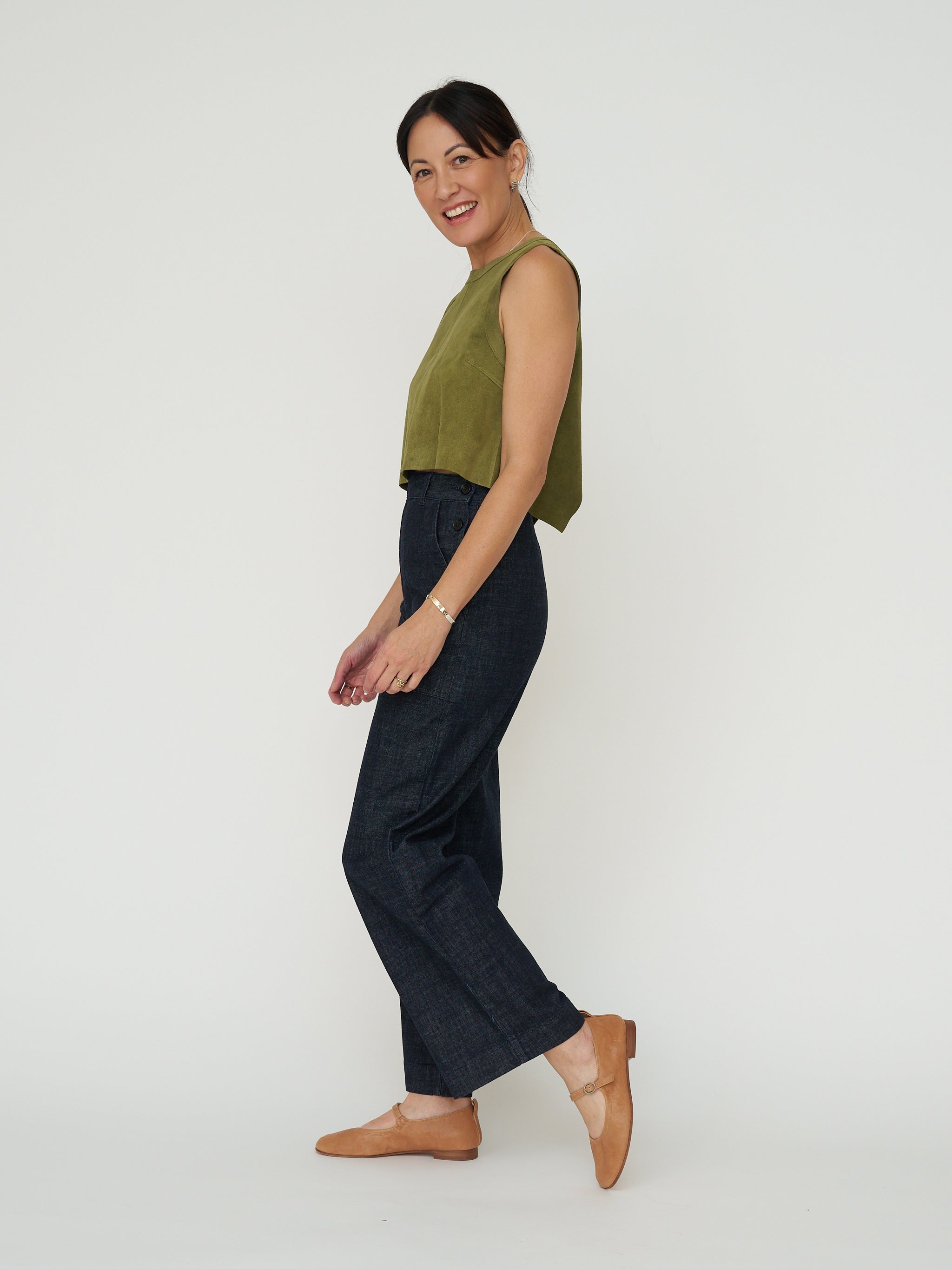 TOAST Side Button Annie Jean - Dark Indigo Wash
