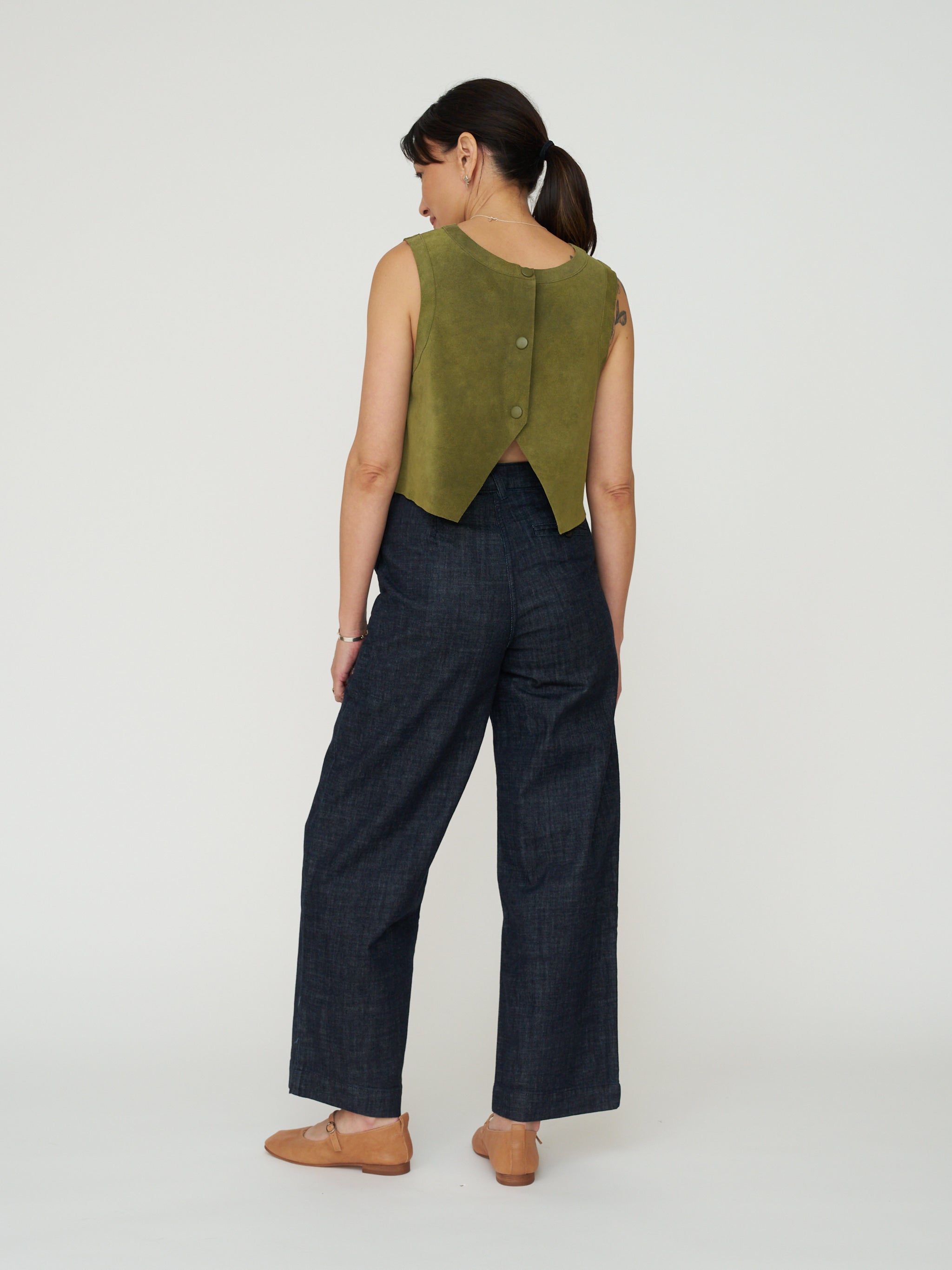 TOAST Side Button Annie Jean - Dark Indigo Wash