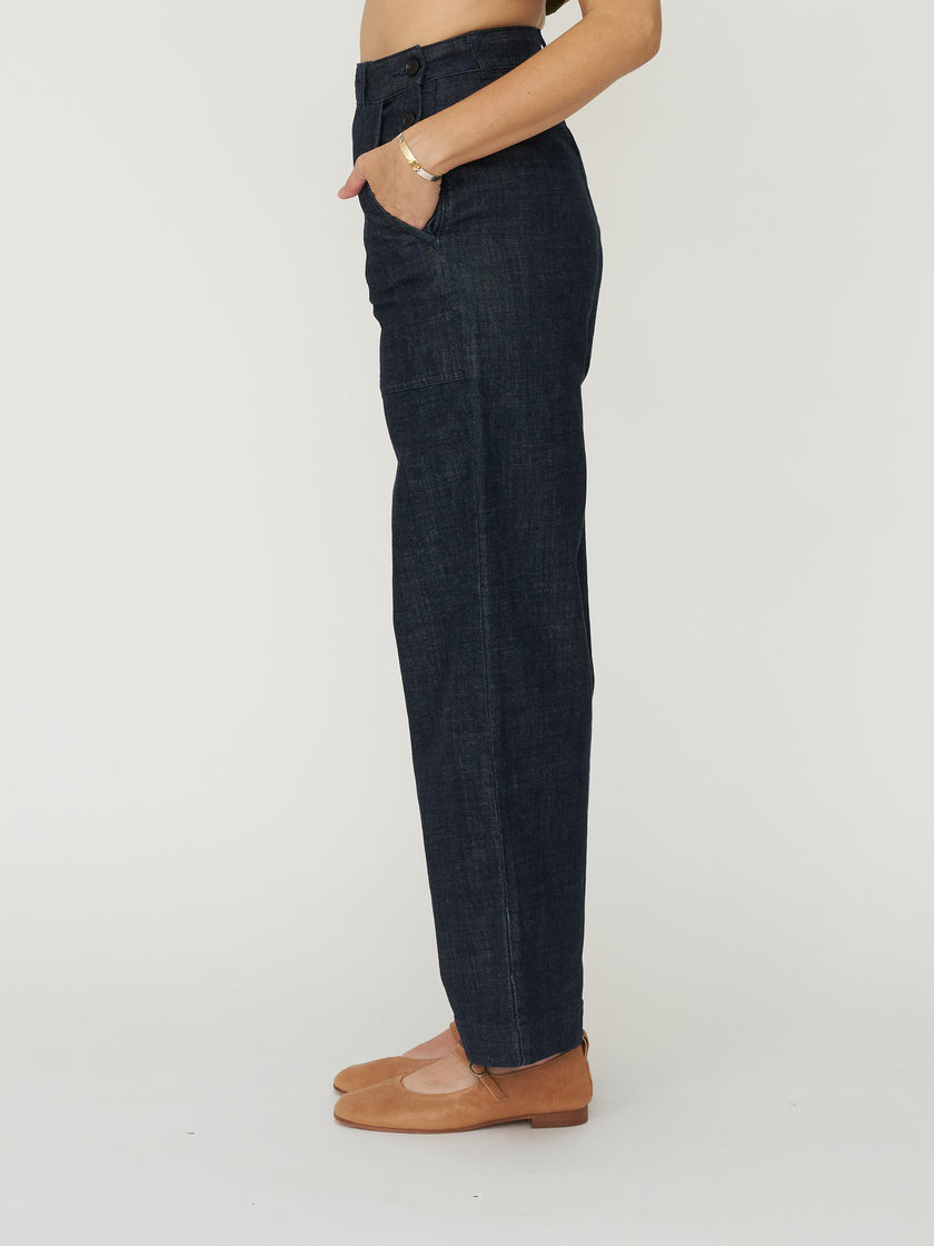 TOAST Side Button Annie Jean - Dark Indigo Wash