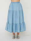 Tiered Denim Skirt - Light Wash