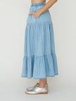 Tiered Denim Skirt - Light Wash