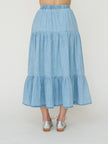 Tiered Denim Skirt - Light Wash