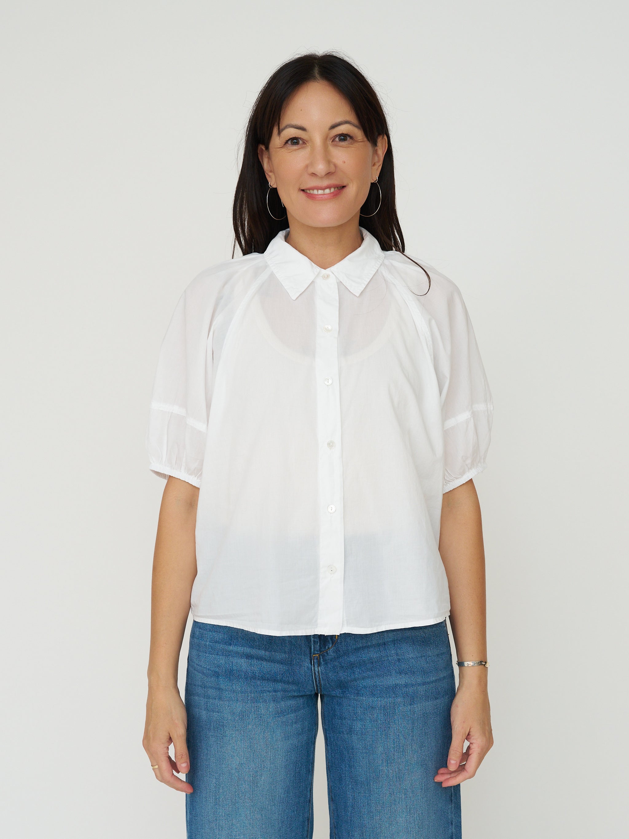 Velvet by G&S Autumn Cotton Poplin Button Down - White Cotton