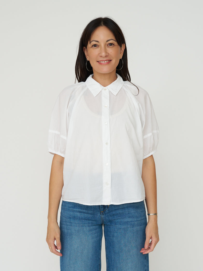 Autumn Cotton Poplin Button Down - White Cotton