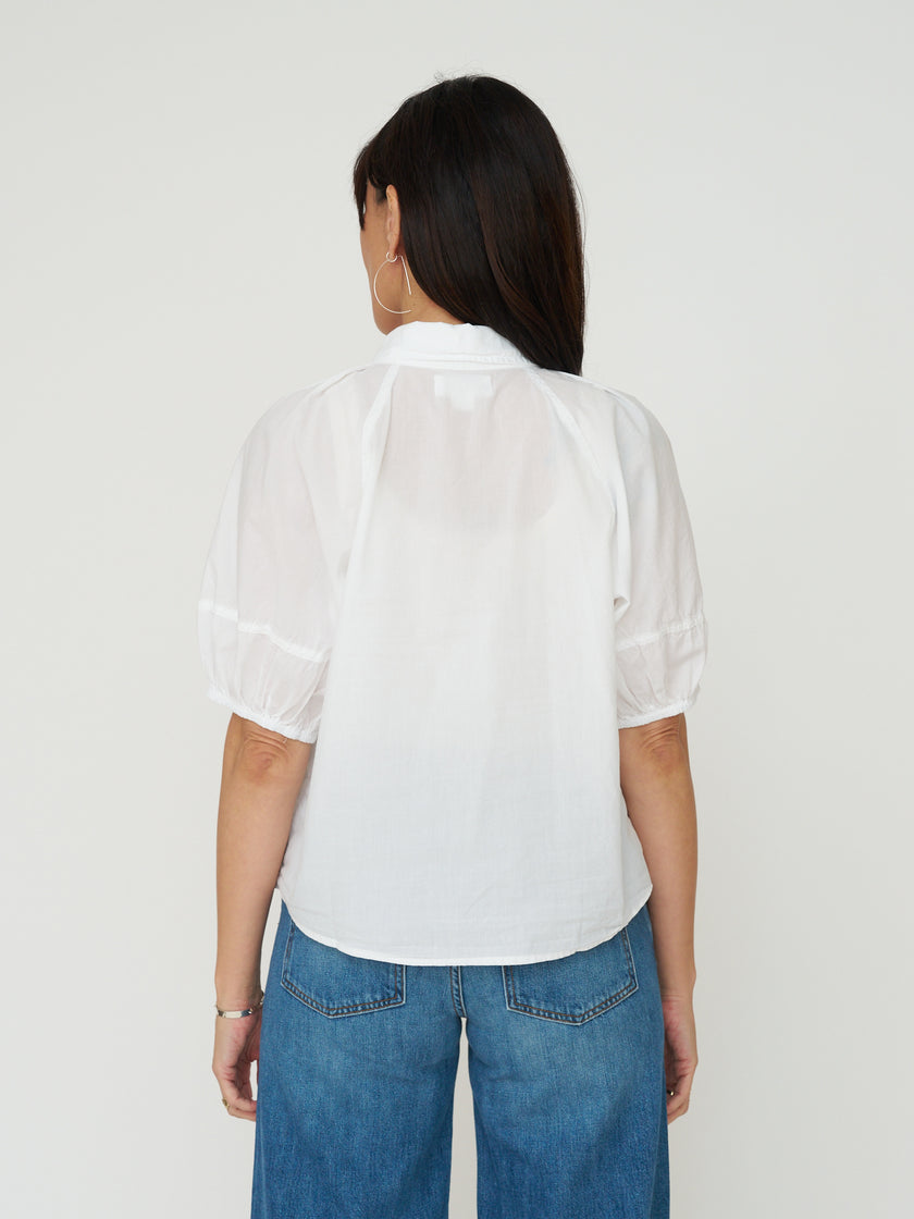 Autumn Cotton Poplin Button Down - White Cotton
