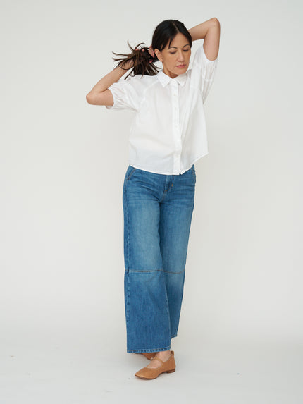 Velvet by G&S Autumn Cotton Poplin Button Down - White Cotton