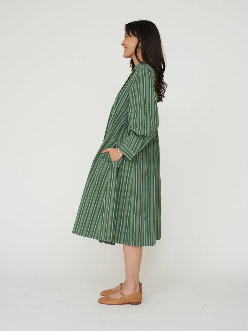 TOAST of London Pintuck Sleepy Stripe Dress - Forest