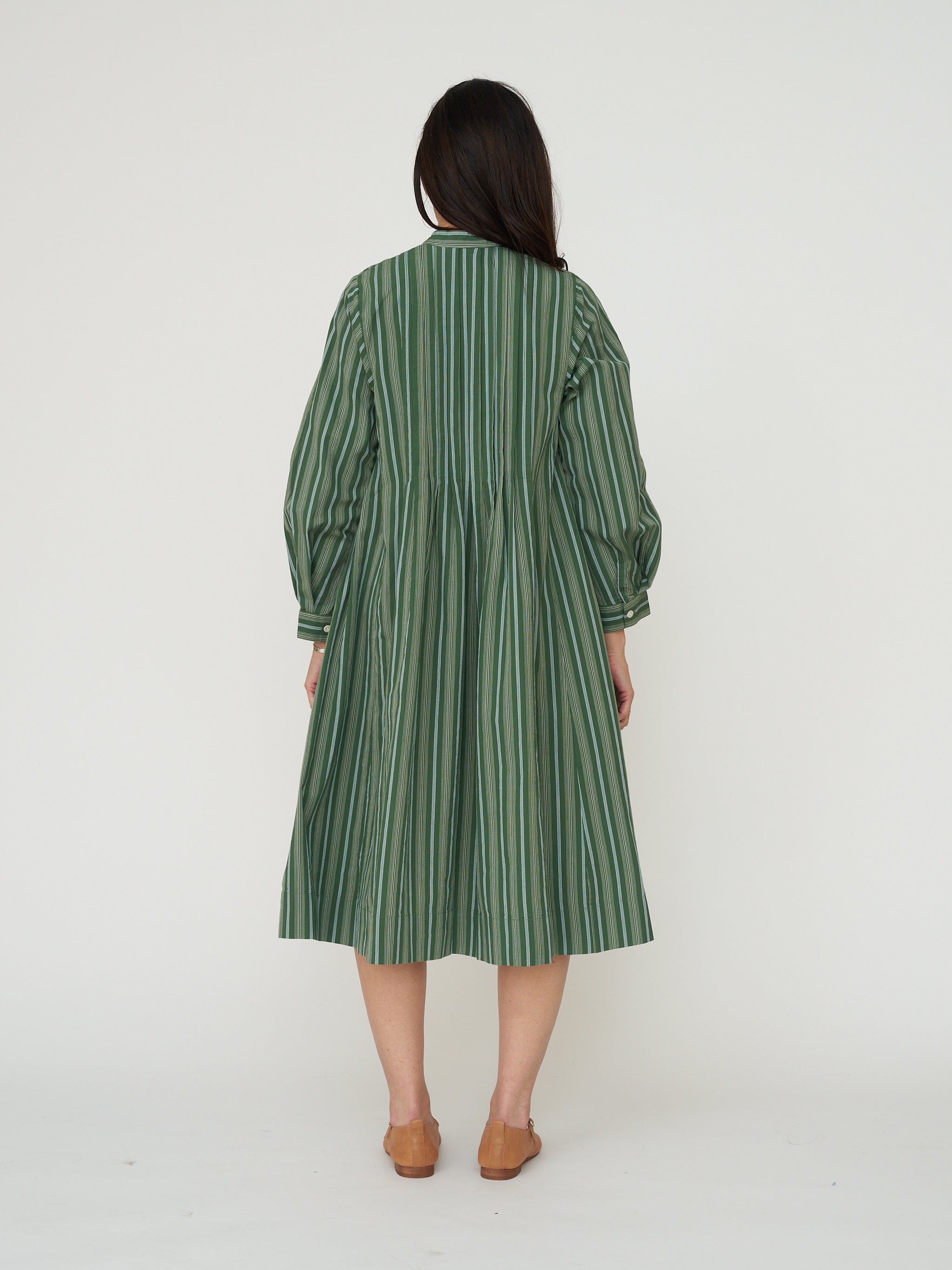 TOAST of London Pintuck Sleepy Stripe Dress - Forest
