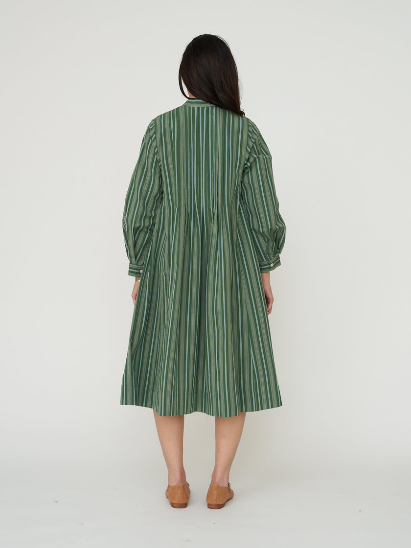 TOAST of London Pintuck Sleepy Stripe Dress - Forest