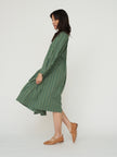 TOAST of London Pintuck Sleepy Stripe Dress - Forest