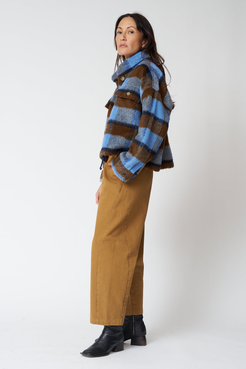 Brushed Plaid Bomber Jacket