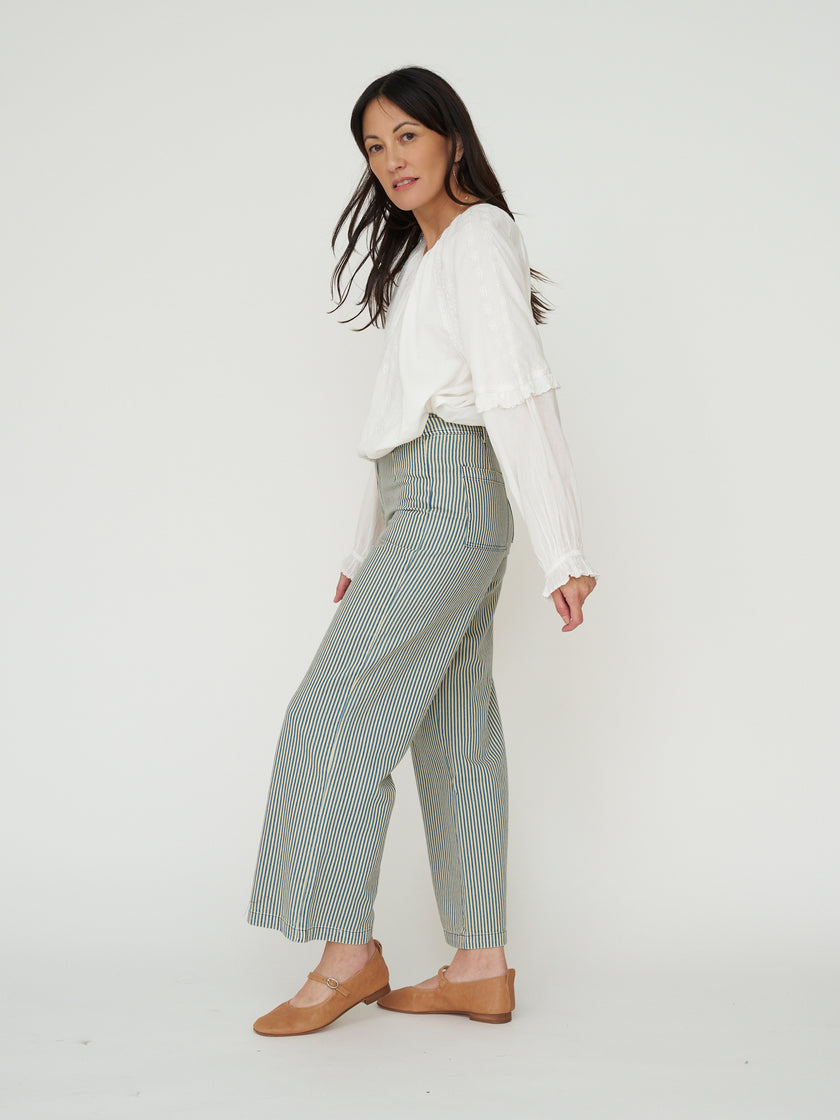 Striped Flat Front Jean