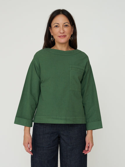 TOAST Cotton Linen Poplin Smock Top - Forest