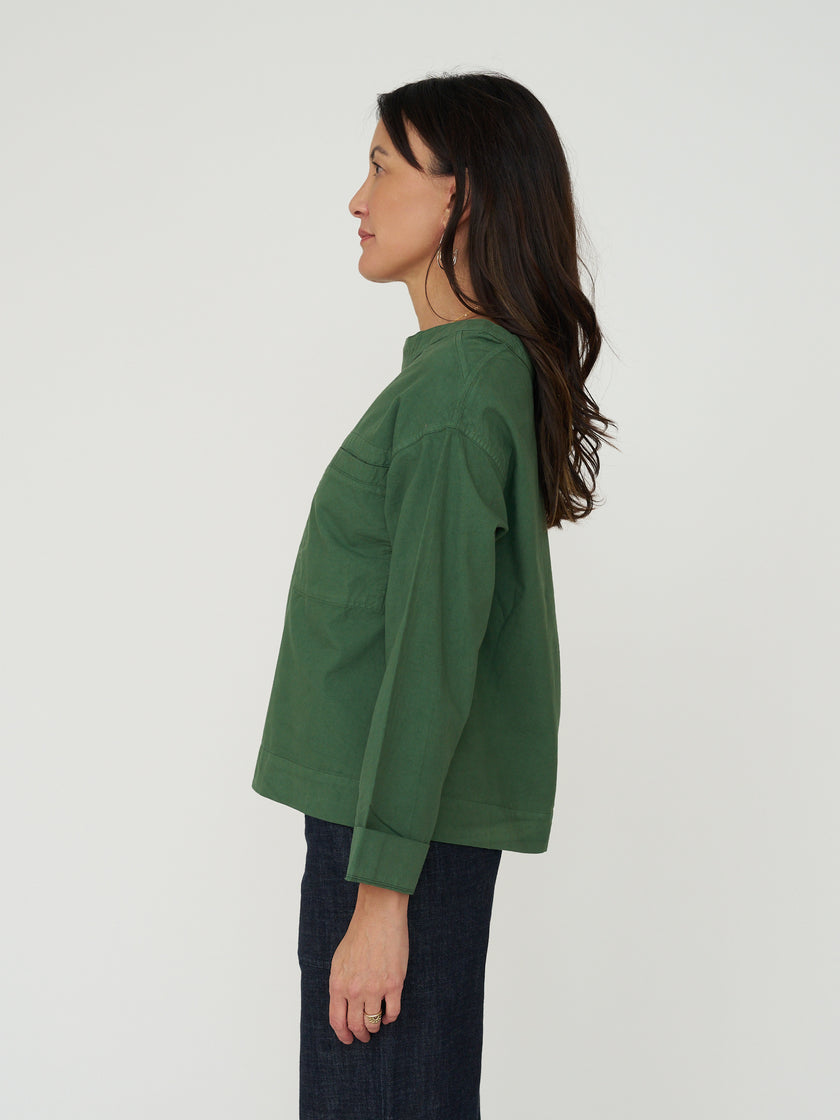 TOAST Cotton Linen Poplin Smock Top - Forest