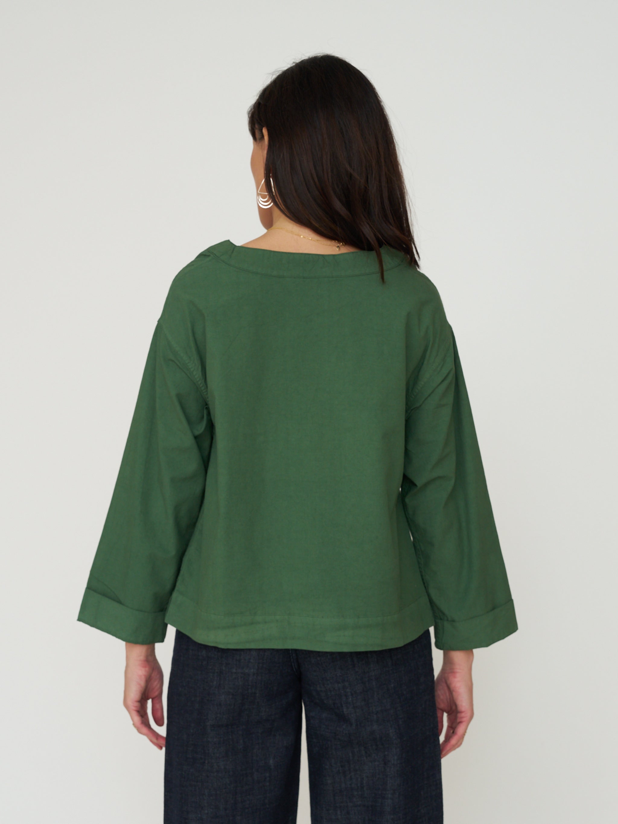 TOAST Cotton Linen Poplin Smock Top - Forest