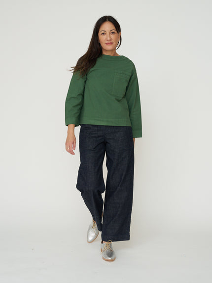 TOAST Cotton Linen Poplin Smock Top - Forest