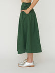 TOAST Pleated Panel Cotton Linen Skirt - Forest
