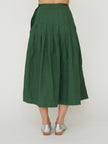 TOAST Pleated Panel Cotton Linen Skirt - Forest