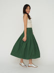 TOAST Pleated Panel Cotton Linen Skirt - Forest
