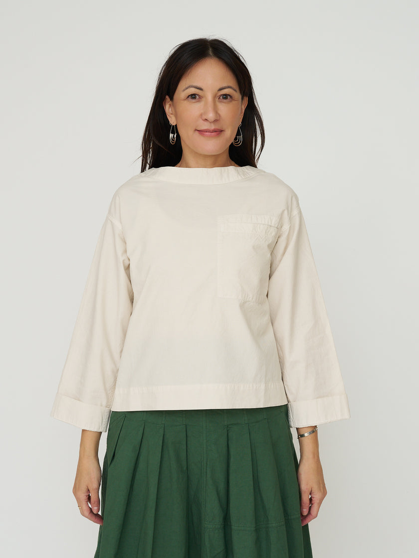 TOAST Cotton Linen Poplin Smock Top - Raw Linen