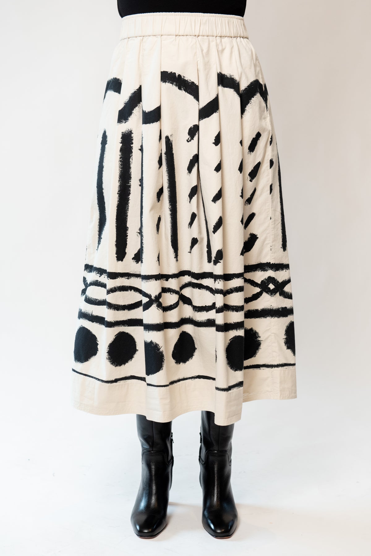 Harvest Print Cotton Linen Poplin Skirt