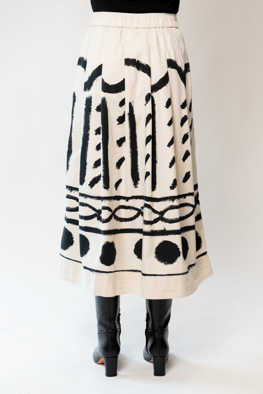 Harvest Print Cotton Linen Poplin Skirt