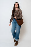 Relaxed Ruffle Top in Cocoa Plaid