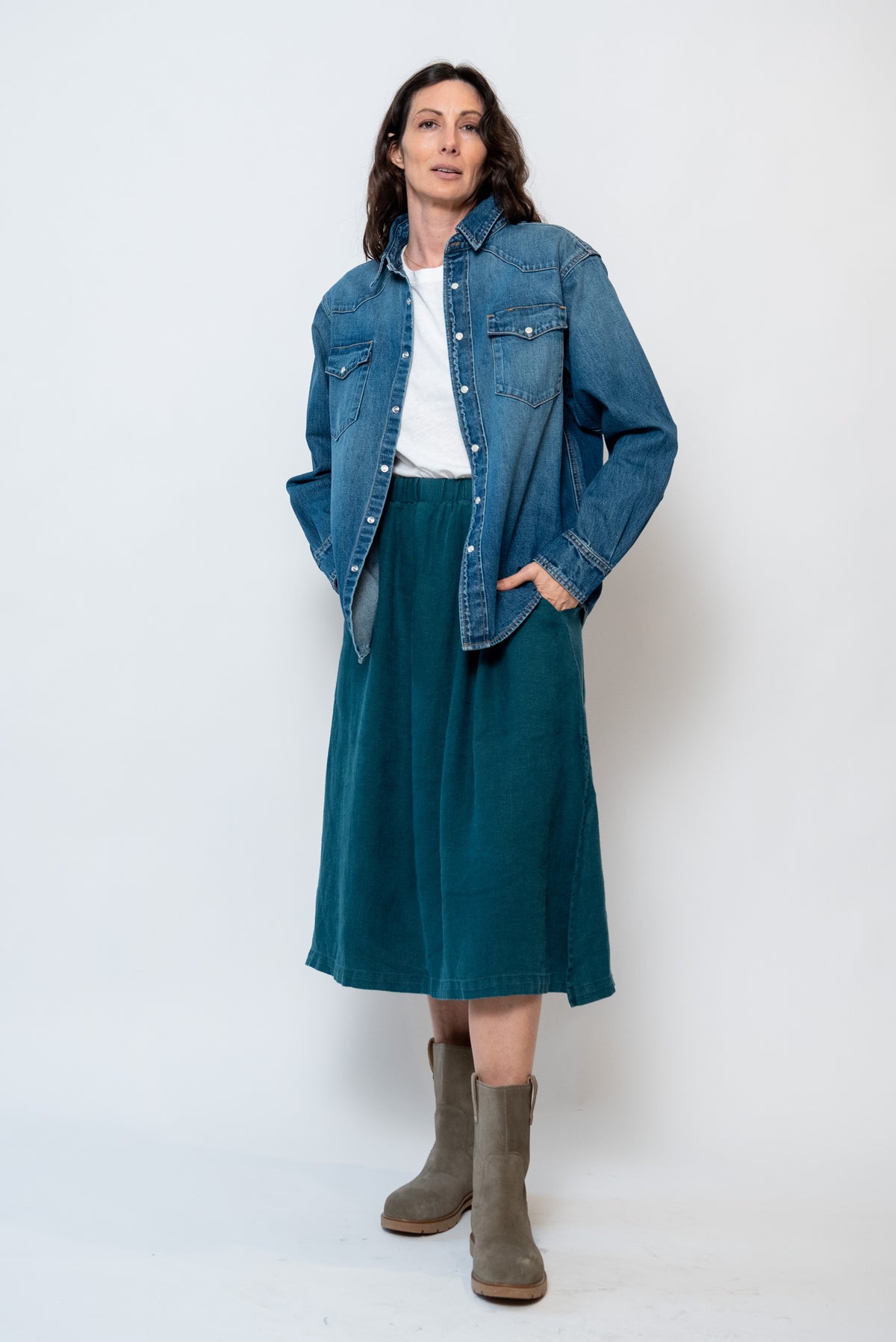 Jungmaven 100% Hemp Tennessee Skirt - Deep Teal