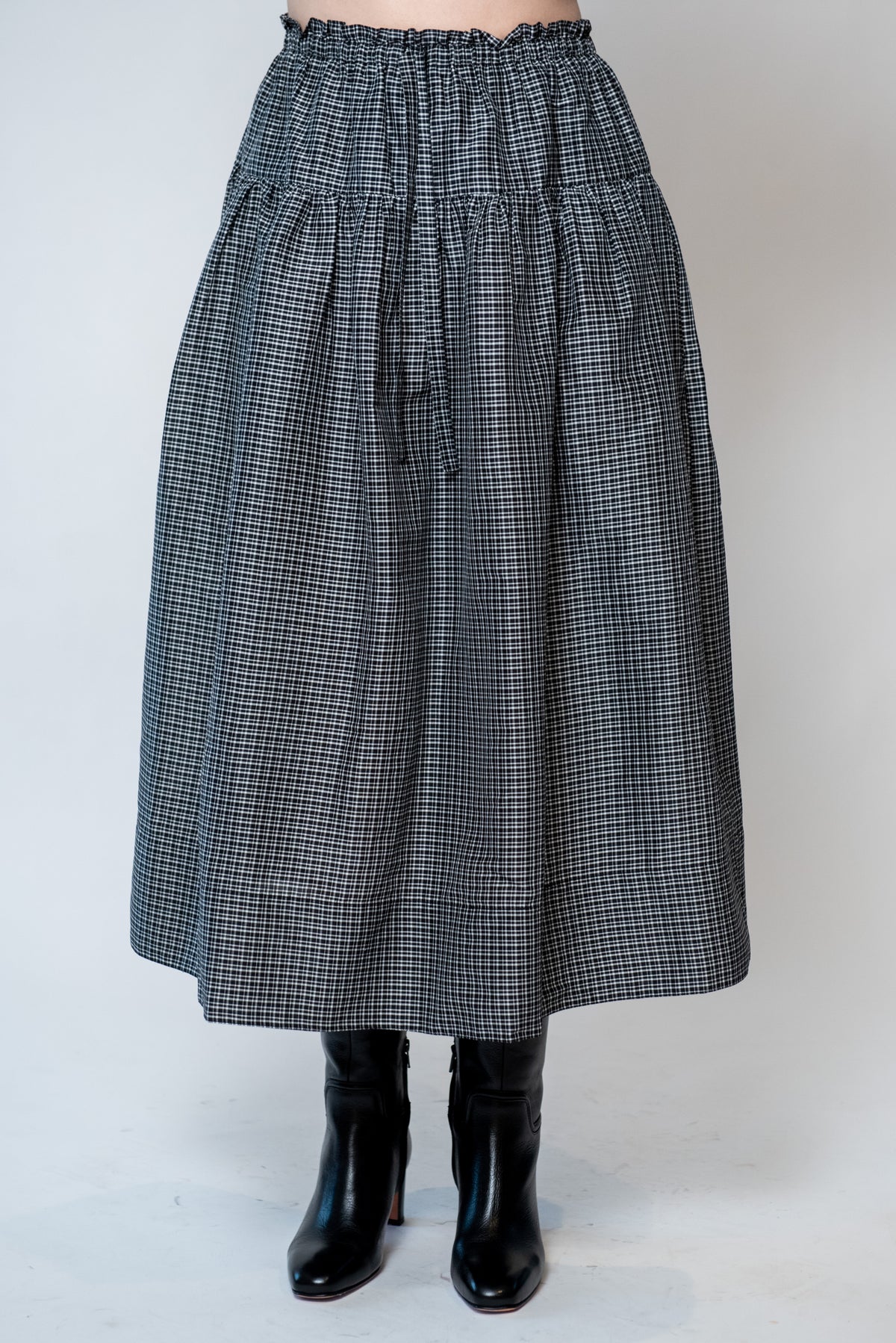 Cotton Silk Check Skirt
