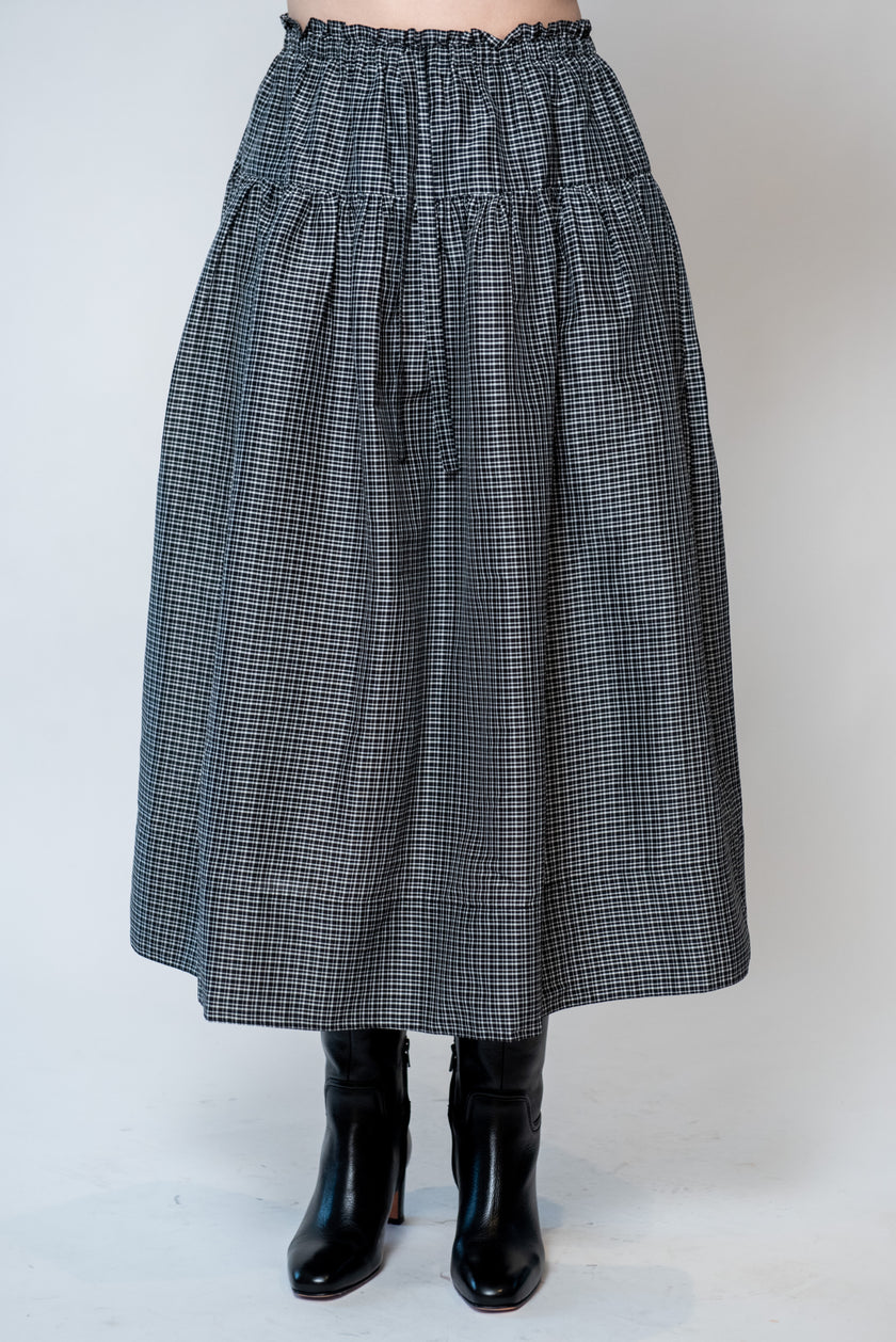 Cotton Silk Check Skirt