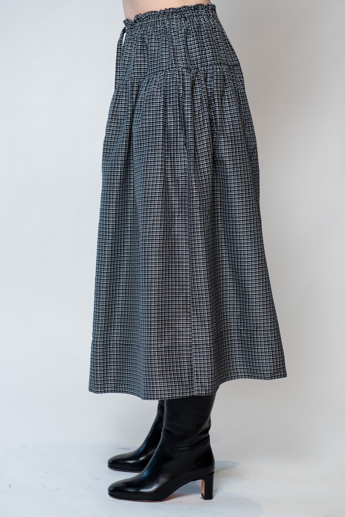Cotton Silk Check Skirt
