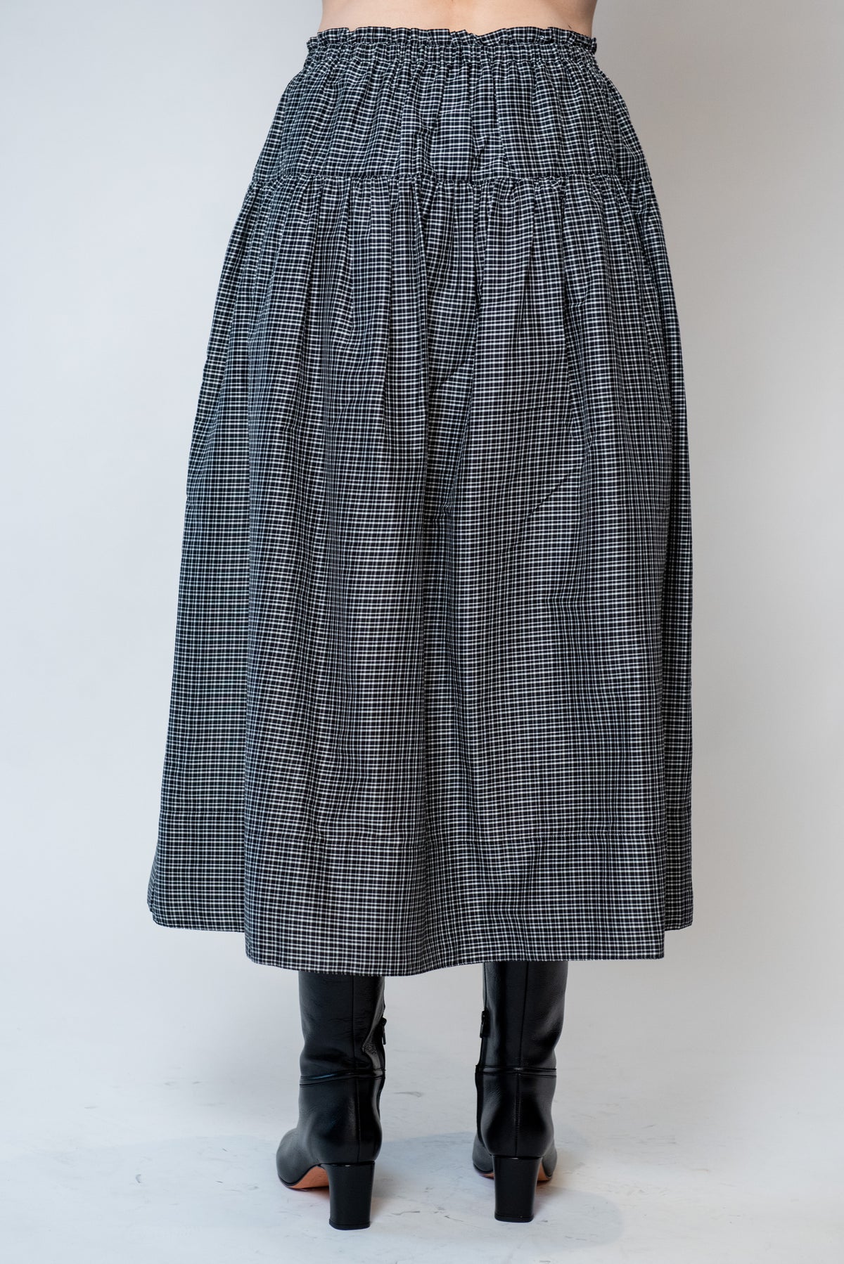 Cotton Silk Check Skirt