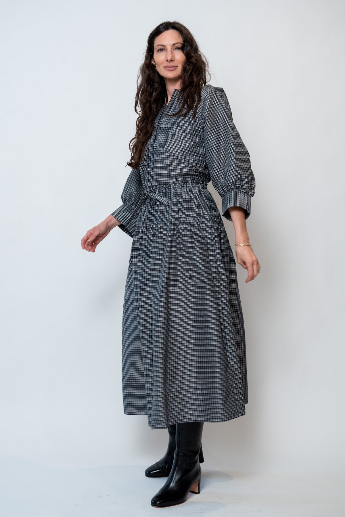 Cotton Silk Check Skirt