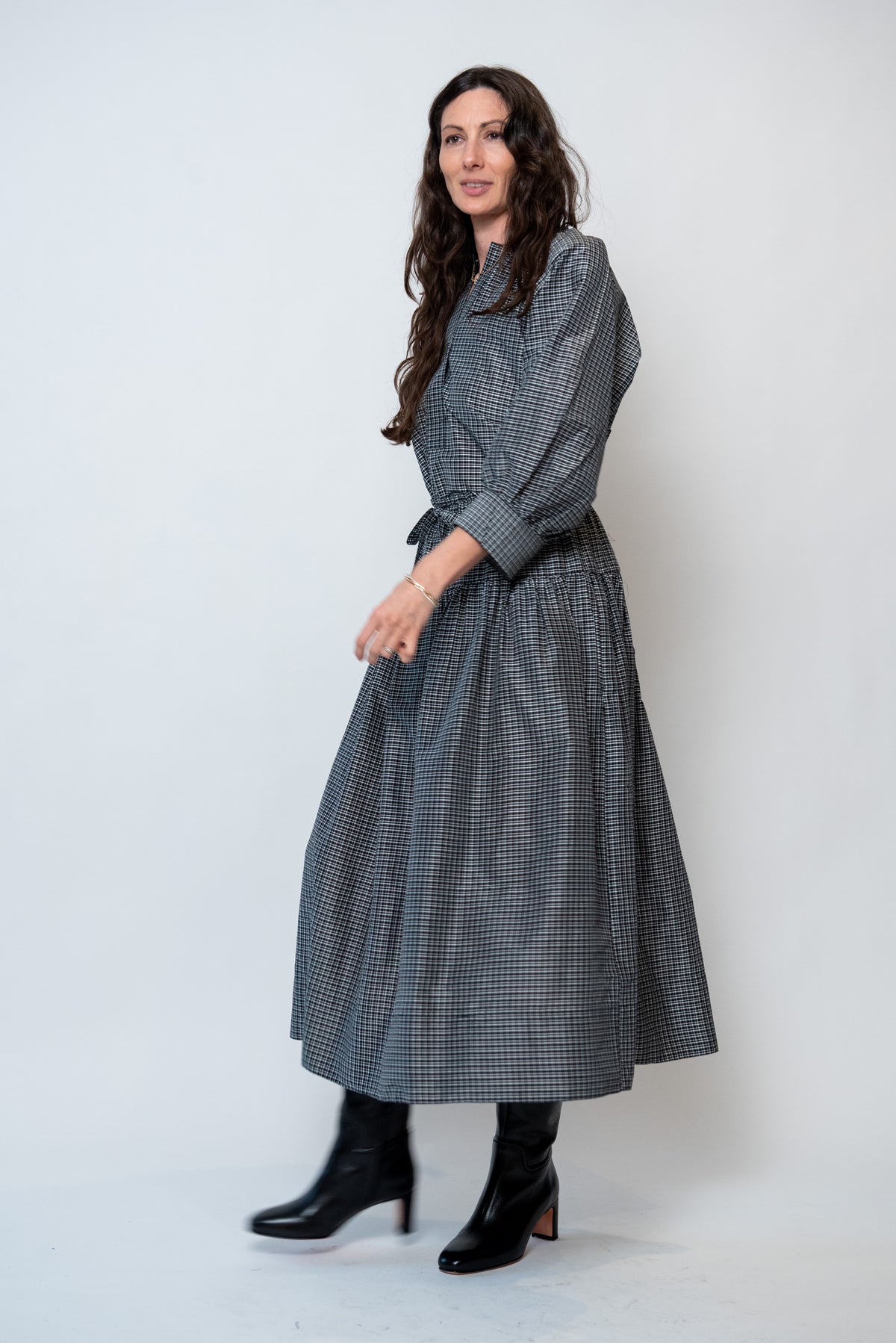 Cotton Silk Check Skirt