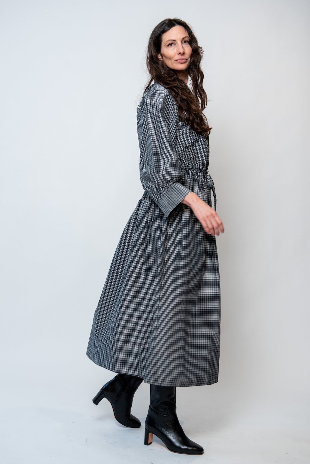 Cotton Silk Check Skirt