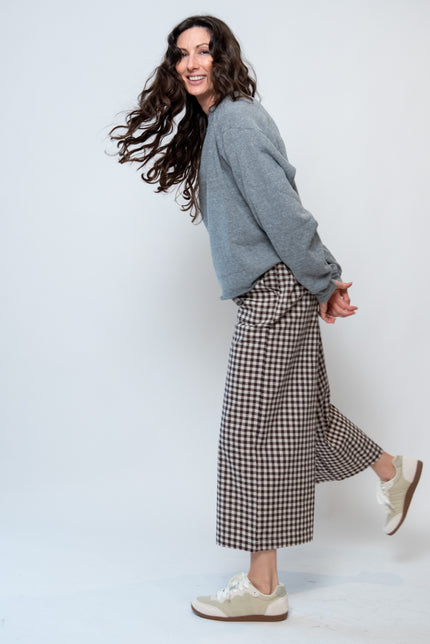 Pull-On Pocket Pant in Cocoa Gingham