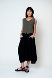 The Fae Lightweight Linen Barrel Skirt in Black