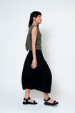 The Fae Lightweight Linen Barrel Skirt in Black