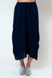 The Fae Lightweight Linen Barrel Skirt in Navy