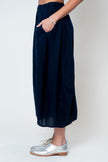 The Fae Lightweight Linen Barrel Skirt in Navy