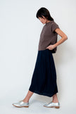 The Fae Lightweight Linen Barrel Skirt in Navy